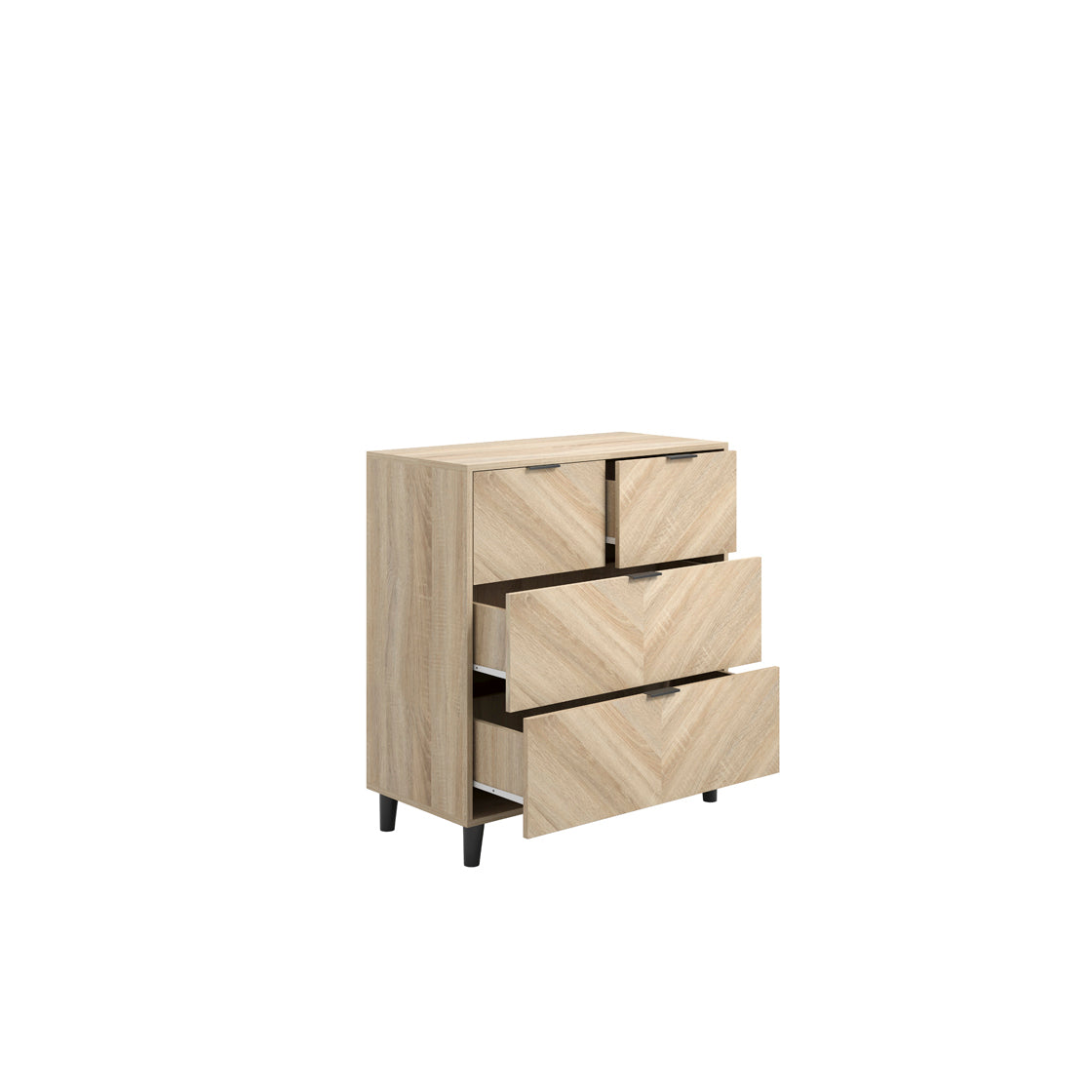 Stockholm Chevron Light Wood Chest of Drawers | 4 Drawers
